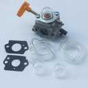 KIPA Carburetor For Homelite 308054041 UT-09520 UT-09521 UT-09523 UT-09525 26cc Blowers with Fuel Lines Primer Bulbs Mounting Gaskets