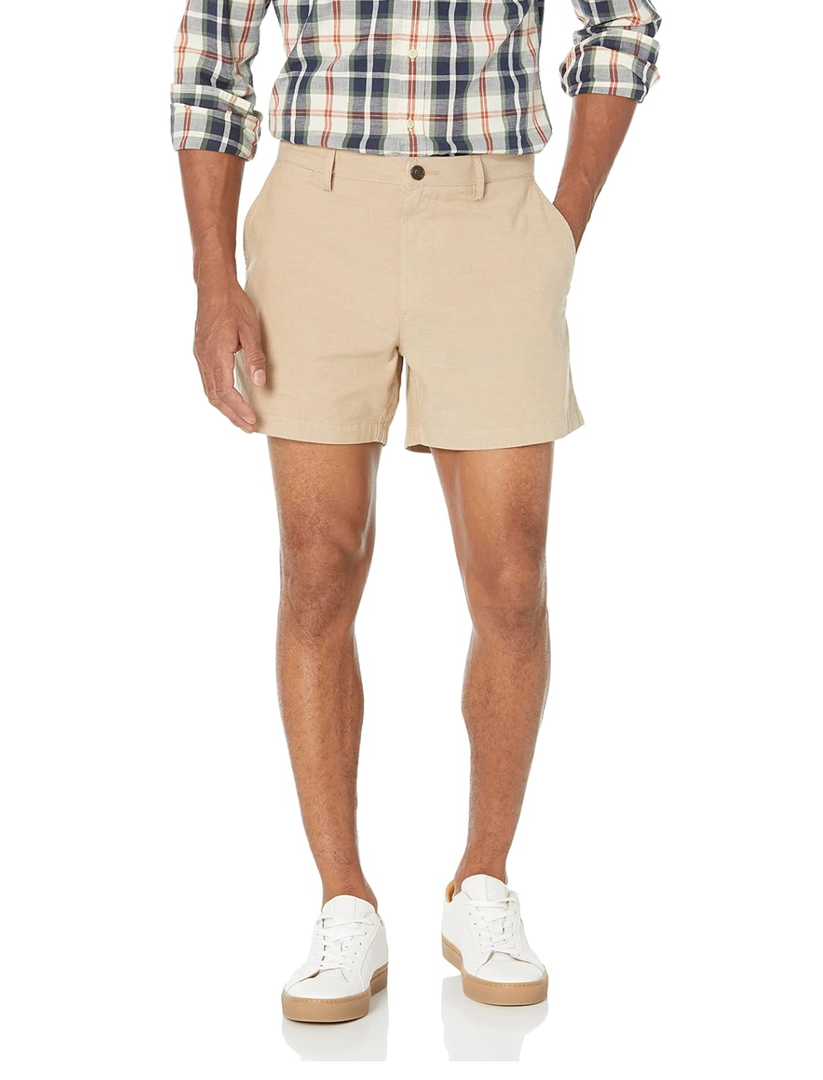 Essentials Men's Slim-Fit 5" Lightweight Comfort Stretch Oxford Shorts (Previously Goodthreads), Size 34
