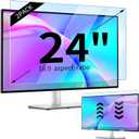 IPROKKO 2 Pack 24 inch Anti-Blue Light Monitor Screen Protector for 16:9 Widescreen, Removable Anti Glare Blue Light Blocking Screen Filter, Anti-UV Eye Protection PC Computer Film [Washable Wipes Clean]
