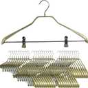 MAWA by Reston Lloyd, BodyForm Series with Strong Adjustable Clips,Non-Slip Metal Clothing Hanger for Suits, Dresses, & Shirts, 1.5 inch Wide Shoulder, Style 42/LK, Set of 50, Gold