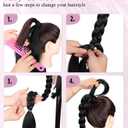26 Inch Black Long Braided Ponytail Extension with Hair Tie Fluffy Wrap Around DIY Hairpiece, Heat Resistant Synthetic, Natural Soft & Lightweight for Weddings, Parties, and Festivals