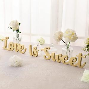 Love Is Sweet Table Decor Hollow Sign Wooden Love Is Sweet Sign for Dessert Table Freestanding Wood Is Wooden Letter Top for Wedding Shelf(Gold)