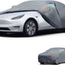Waterproof Tesla Model Y(2020-2025) Car Cover with Breathable Vents, [2025 Upgrade] Premium Covers with Cotton Liner and Zipper Door, Sun Rain Snow Dust Uv Protection.(Gift with Towel)
