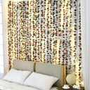 BLEUM CADE 5Pcs 41Ft Flower Garland Artificial Rose Vines with 32.8Ft String Lights, Cute Fake Hanging Flower Vines Floral Garland Decorations for Wedding Party Wall Room Decor Aesthetic