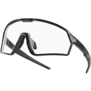 BangLong Photochromic Cycling glasses for Men Women, Clear Running MTB Sunglasses UV Protection (Black Frame-photochromic)