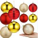 Poen 8 Pcs 4" Christmas Ball Ornaments Christmas Tree Hanging Decorations Xmas Plastic Shatterproof Colorful Ornaments Set with Rope for Holiday Party