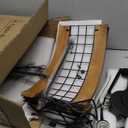 6-Light Farmhouse Chandelier for Entryway, Rustic Dining Room Light Fixtures, Industrial Drum Hanging Lighting for Kitchen Island Foyer, Black Wood and Black Metal Finish