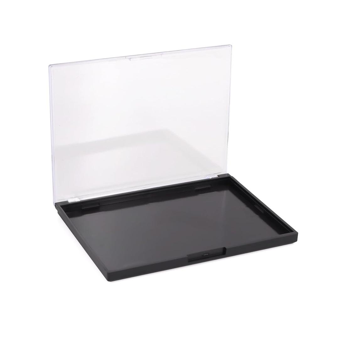 Magnetic Makeup Palette with Clear Top, 2Pack Empty Eyeshadow Pan Dispensing Storage Box with 60Pcs Adhesive Metal Stickers for DIY Cosmetics Lipstick Blush Powder-7.87X5.51Palette