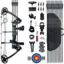 Compound Bow Draw Weight 0-70 Lbs for Pull Beginner and Intermediate Archer Fully Adjustable 19.25"-31" with All Accessories, up to IBO 320 fps,Package with Archery Hunting Equipment New 2024