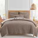 Levtex Home Mills Waffle Full/Queen Quilt Set (88x92in) with 2 Pillow Shams (26x20in) - Cocoa - Cotton Waffle Full/Queen Size Quilt Bedding Set - Lightweight, Soft, Pre-Washed