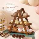 3 Tier Serving Tray Cupcake Stand and Towers Serving Tray for Party Food Tray Farmhouse Serving Platter Decorative Tray Decor Dessert Display Set Tiered Tray Stand (Brown)