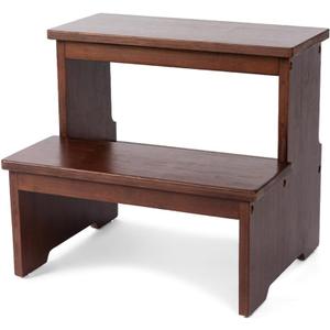 StrongTek Bamboo Two Step Stool for Adults and Kids, Bed Stepstool with Anti-Slip Bottom, Heavy Duty for Kitchen, Bathroom, Bedside Step Stool, Wooden Step Stairs 350 lbs Capacity (Dark Chocolate)