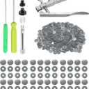 HARFINGTON Plastic Snaps Fasteners with Snap Pliers, 150 Set Size 20 T5 1/2 Inch Round Resin No-Sew Button Snap Fasteners Kit for Clothing Sewing Diapers Bibs Crafting, Grey