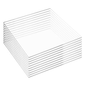 Pack of 10 Clear Acrylic Sheet 12" x 12" Cast Plexiglass Square 1/8" Thick (3mm) Transparent Plastic Panel for Craft, Sign, Display Projects, Laser Cutting, Engraving