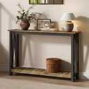 ChooChoo Farmhouse Console Table, Rustic Vintage Narrow Sofa Table for Entryway, Living Room, Hallway, 47 Rustic Oak & Black (11.8"D x 47.2"W x 31.5"H)