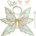 Large Fairy Wings for Adult Dress Up, Sparkling Sheer Wings, Butterfly Fairy Halloween Costume, Angel Wings for Women (Gold)
