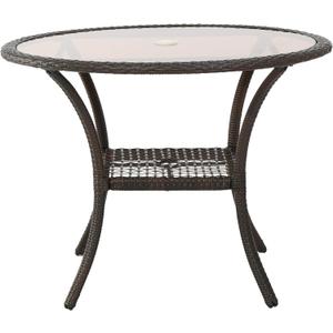 Christopher Knight Home San Pico Wicker Glass Table, Multibrown, 
40"D x 40"W x 29.5"H