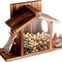 Squirrel Feeders for Outside, Squirrel House for Outdoor - Chipmunk Feeder, Squirrel Food for Backyard Squirrels Hold Corn & Corn Cob & Peanuts (Brown)