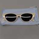 Narrow Small Retro Polarized Cat Eye Sunglasses for Women Trendy Driving Glasses (White)