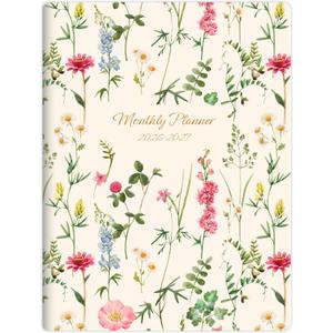 SUNEE 2026-2027 Monthly Planner 7" x 10" Large Calendar Book  Big Size Desk Organizer for Business, School, Notes, 100 GSM Paper,Wildflowers