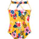 Girls Bathing Suits UPF 50+ Swimsuits Quick-Dry Cross-Strap for Toddlers & Kids 3-12T Sleeveless Sun Protection Yellow Flower