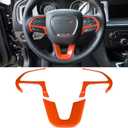 Steering Wheel Cover Trim Interior Accessories Decoration Kit for 2015-2024 Dodge Challenger Charger, for 2014-2024 Dodge Durango & Jeep Grand Cherokee SRT8 (Orange 3PCS)