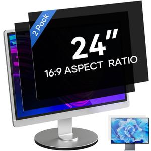 [2 Pack] 24 Inch Computer Privacy Screen for 16:9 Aspect Ratio Widescreen Monitor, Eye Protecting Anti-glare Blue Light Display Screen Privacy Protection, Removable Anti-scratch Coating