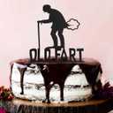 2 x Acrylic Old Man & Woman Birthday Cake Topper - Humor Decoration, Black