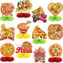 12 Pcs Pizza Party Decorations Pizza Theme Party Decorations Honeycomb Table Centerpieces for Home Office Birthday Honeycomb Supplies Decor
