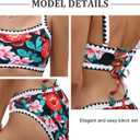 SEAFORM Women Two Piece High Waisted Bikini Set Boho Floral Print Swimsuit Tummy Control Bathing Suits Sexy Vintage Swimwear (Small, Red Flower)