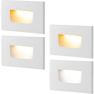 FTL Outdoor Step Lights LED Indoor Stair Lights, 3CCT 3000K/4000K/5000K Outdoor Deck Stair Light, 3.5W 150LM 12V Low Voltage Light for Steps, Waterproof White Aluminum Horizantal 4-Pack (4.72 inches)