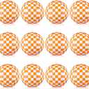 FairySandy 12 Pack Beach Balls, 12 Inch Orange and White Checkered Themed Beach Balls Bulk Inflatable Large Floating Ball for Summer Swimming Pool Activities Game Gift Birthday Party Supplies