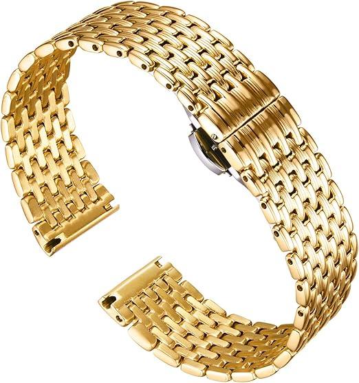 Stainless Steel Watch Band, Ultra Thin Polished Replacement Bracelets with Butterfly Buckle for Men Women, 12/14/16/18/20/22mm