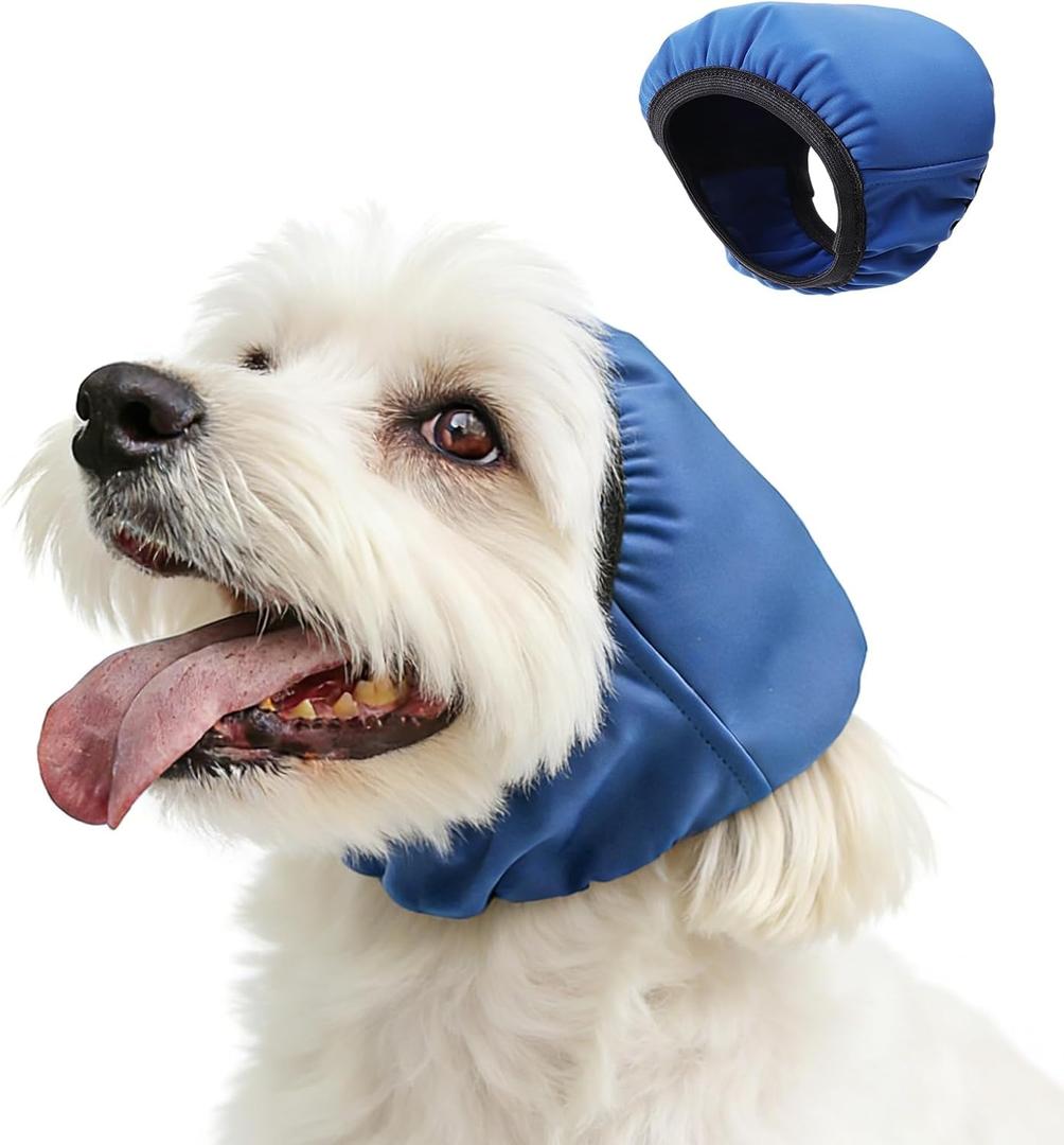 Dog Ear Covers for Bath Swimming, Waterproof Ear Wrap for Dogs, Pet Ear Muffs for Grooming Noise Protection, Elastic Calming Ear Caps (S)