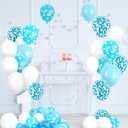 2 x 60Pcs Snow Balloons 12 Inch Cloud Blue Balloons Birthday Party Supplies Latex Helium for Arch Garland Kit Boys Girls Themed Birthday Party Decorations Baby Shower Favors (White)