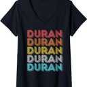 Womens Vintage Retro Duran V-Neck T-Shirt Small