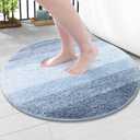 Arotive Microfiber Bathroom Rugs, Shaggy Soft and Absorbent Bath Rug, Non-Slip, Thick Plush Machine Washable Dry Bath Mats for Bathroom, Tub and Shower, 30x30, Light Blue, Round