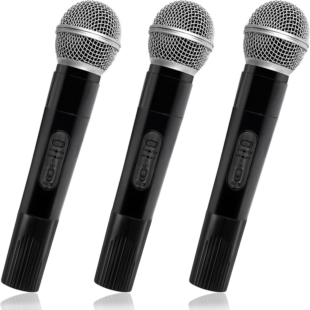 3 PCS Microphone Prop,Plastic Fake Microphone,Fun Stage Mics Toy for Kids,Halloween Christmas Karaoke,Costume Prop,Birthday Party