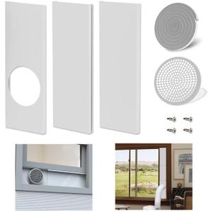 Mxclimate Portable Air Conditioner Window Seal Plates Kit Compatible with 5'' Diameter Exhaust AC Hose, Unique Bird Guard & Seal Strip Desgin, Adjustable Sealing Panels for Sliding, Hung Windows