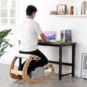 Adjustable Kneeling Chair, Wooden Ergonomic Chair Knee Chair Posture Chair - Improve Your Posture with an Angled Seat for Home,Office (Wood Color+ Pads), 12 inches x 8 inches x 11 inches
