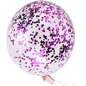Purple Confetti Balloons, 36 Inch 4 Pcs Jumbo Latex Purple Glitter Confetti Party Balloons for Halloween/Carnival Decoration/Graduation/Anniversary Decoration Supplies