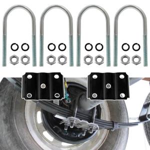 Trailer Axle U-Bolt Kit for 5,200-7,000 lbs 7" Long 3" Round Axle 1/2 Diameter for 1.75 or 2" Trailer Springs Black