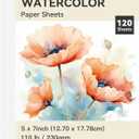 XWT 120 Sheets Watercolor Paper Bulk, 5x7in 110lb/230gsm, Cold Pressed Acid Free Natural White Textured Water Color Painting Art Supplies, Drawing Gift for Professional Adult Artists
