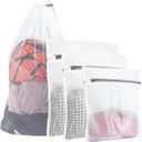 4Pcs Mesh Laundry Bags, Durable Laundry Bag, Delicates Bags for Washing Machine College, Dorm, Family, Travel, (1small, 1medium, 1large, 1xx-Large) White