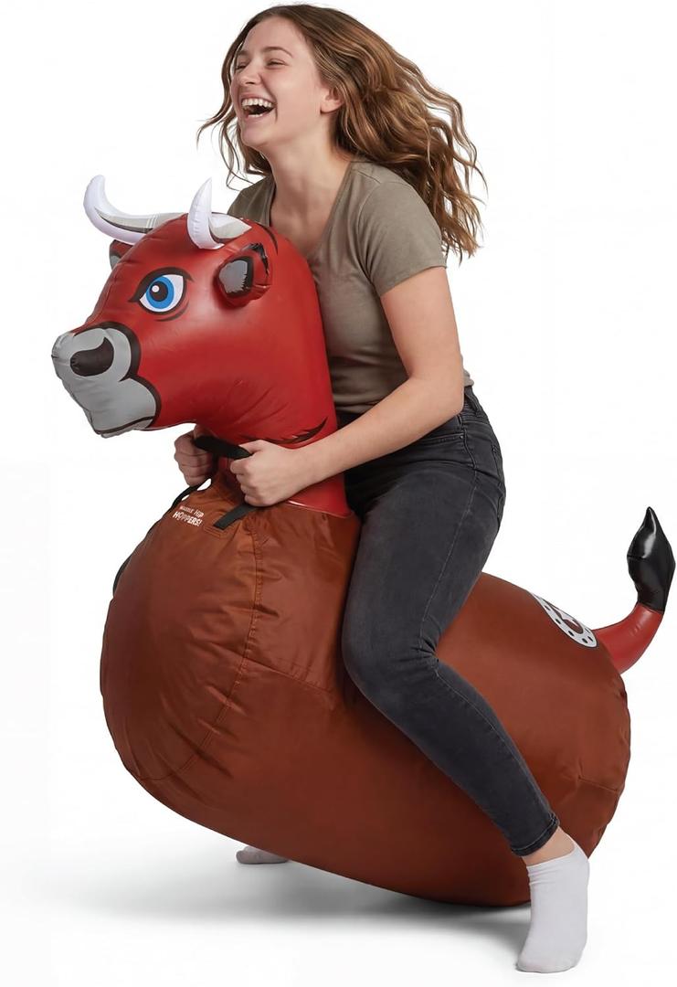 Waddle Hip Hoppers Bouncy Hopper Inflatable Hopping Animal Bouncer, Supports Up to 250 Pounds, Ages 5 and Up (Brown Bull)