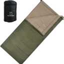 PO PO BEAR Zero Degree Sleeping Bag for Adults 100% Cotton Flannel Tall and Big (84" x 40" Right Zip, 0F Green)