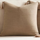 Light Camel Pillow Cover 22 x 22 inches Neutral Pillow Covers Textured Throw Pillow Covers with Tassels for Neutral Home Decor