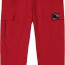 SANGTREE Girls & Womens Drawstring Cargo Jogger Pants,3 Years - Women 3XL (Small, Red)