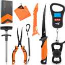 KastKing ToughTide Fishing Tool Kit, Rechargeable Digital Fish Scale with Lip Grip & Tape Measure, 7 Fillet Knife with Sheath & Sharpener, 8 Split Ring Fishing Pliers