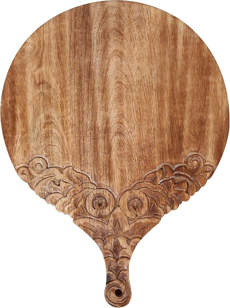 VERSAINSECT nd carved round Chopping & Serving Tray for kitchen, dining table and outdoor SIZE 17x12.5x0.95 inch